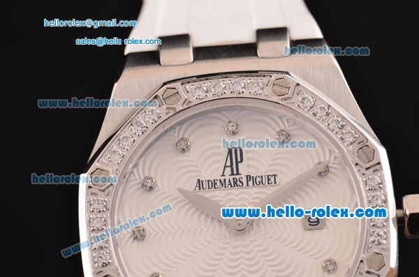 Audemars Piguet Royal Oak Lady Miyota OS2035 Quartz Steel Case with Diamond Bezel and White Dial - Click Image to Close